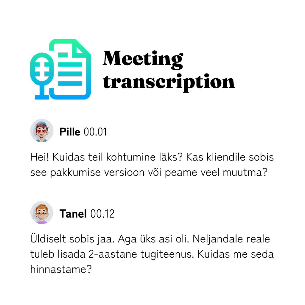 Eelvaade: AI transkriptsioon – kõigi kõnede täpne transkriptsioon